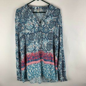 Cest 1946 womens tunic top size XL Roll up sleeves EUC